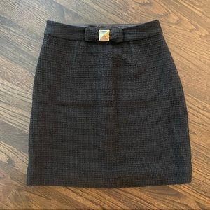 Kate Spade Black Wool Skirt w/ bow & gold stud